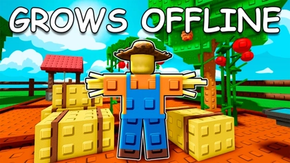 An image, showcasing the cover art used on Grow a Garden's wikipedia page. A stylized scarecrow is seen, resembling the shape of a Roblox avatar.